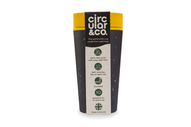 Kelímek rCUP/Circular&CO Black and Mustard 340 ml